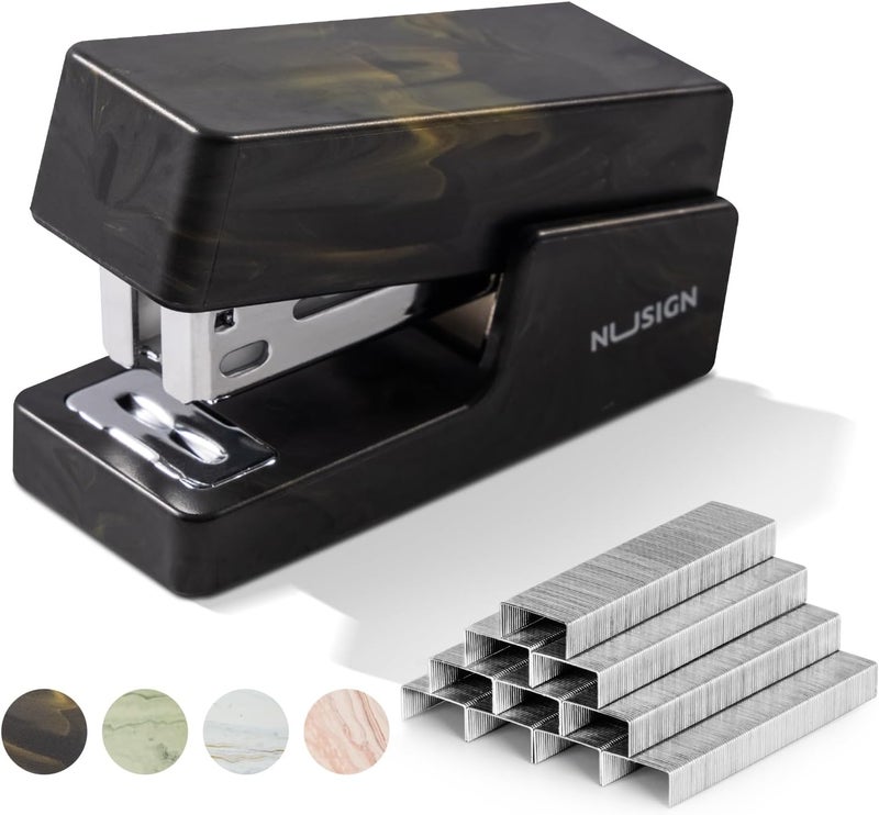 NUSIGN Mini Stapler with 830 Staples, Small Cute Desk Staplers, 25 Sheet Capacity, Fluid Black - Image 1